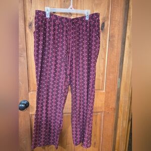 Sonoma Maroon Wide-Leg PJ Pants with Pink Geometric Print